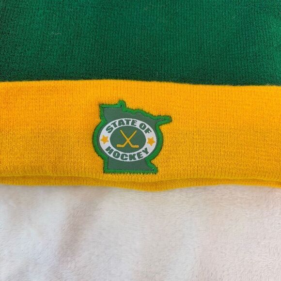 Minnesota Wild Hockey Green & Yellow Pom Pom Cuffed Winter Hat Unisex One Size - Picture 4 of 6